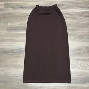 St John Collections 4 Maxi Skirt Brown Santana Knit Solid Stretch Long USA Made